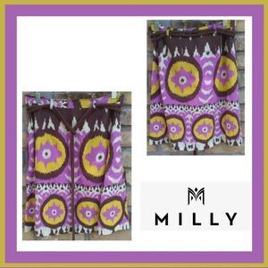 Millly of New York Lined Linen Patterned Skirt 8